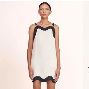 STAUD NWT Renata Linen Dress in Natural and Black